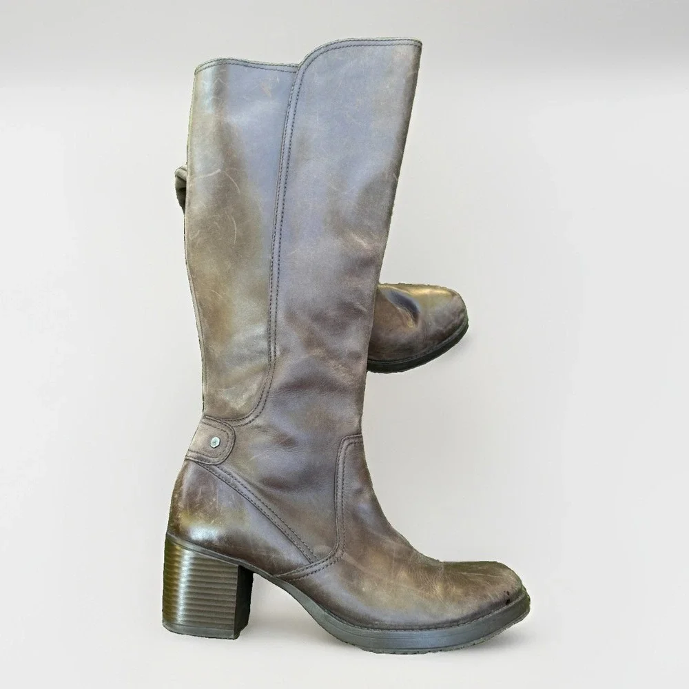 Dansko Ashby Riding Boots Womens US 10.5-11 Brown Leather Knee High Block Heel